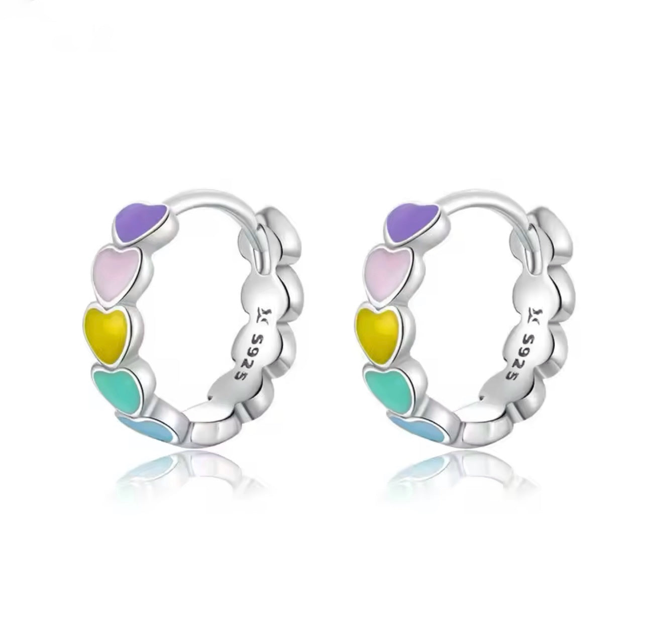 Rainbow Hearts Aretes